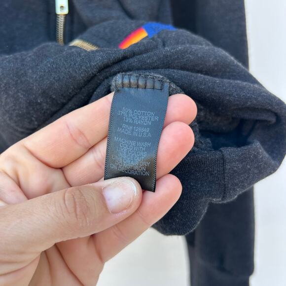 Aviator Nation Black Pullover Hoodie Smiley Bolt Eyes Zipper Pockets XXL 2X - Picture 8 of 9